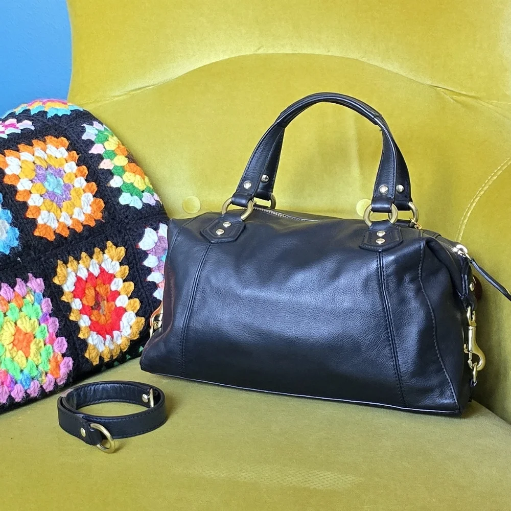 Black Coach Campbell Satchel w/ Gold Hardware (24690) - Picture 3 of 7